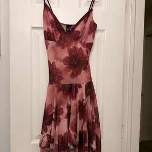 Windsor Blush Pink Floral V-Neck Spaghetti Strap Mini Dress